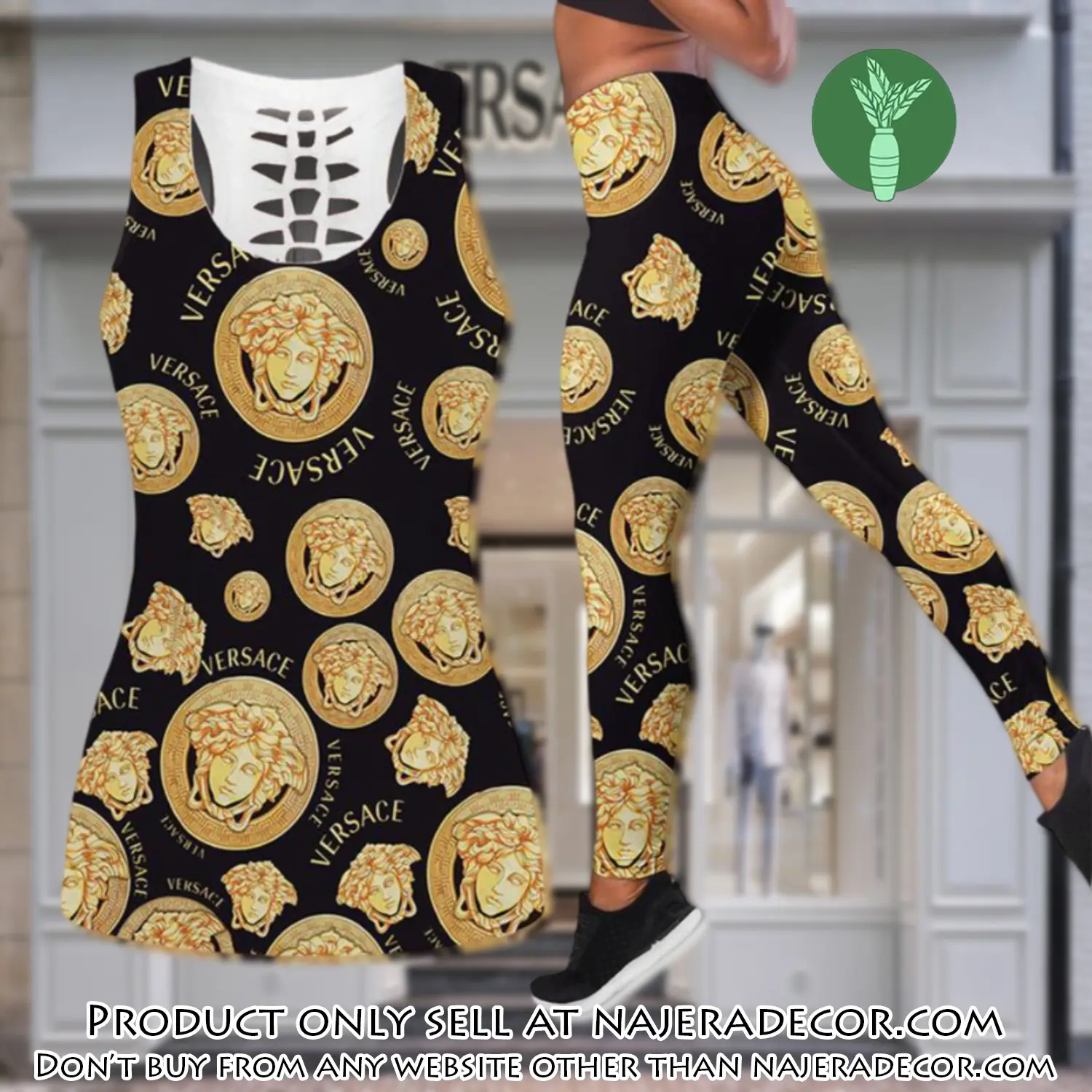 Gianni versace tank top leggings set luxury brand for women yoga gym njr3008833